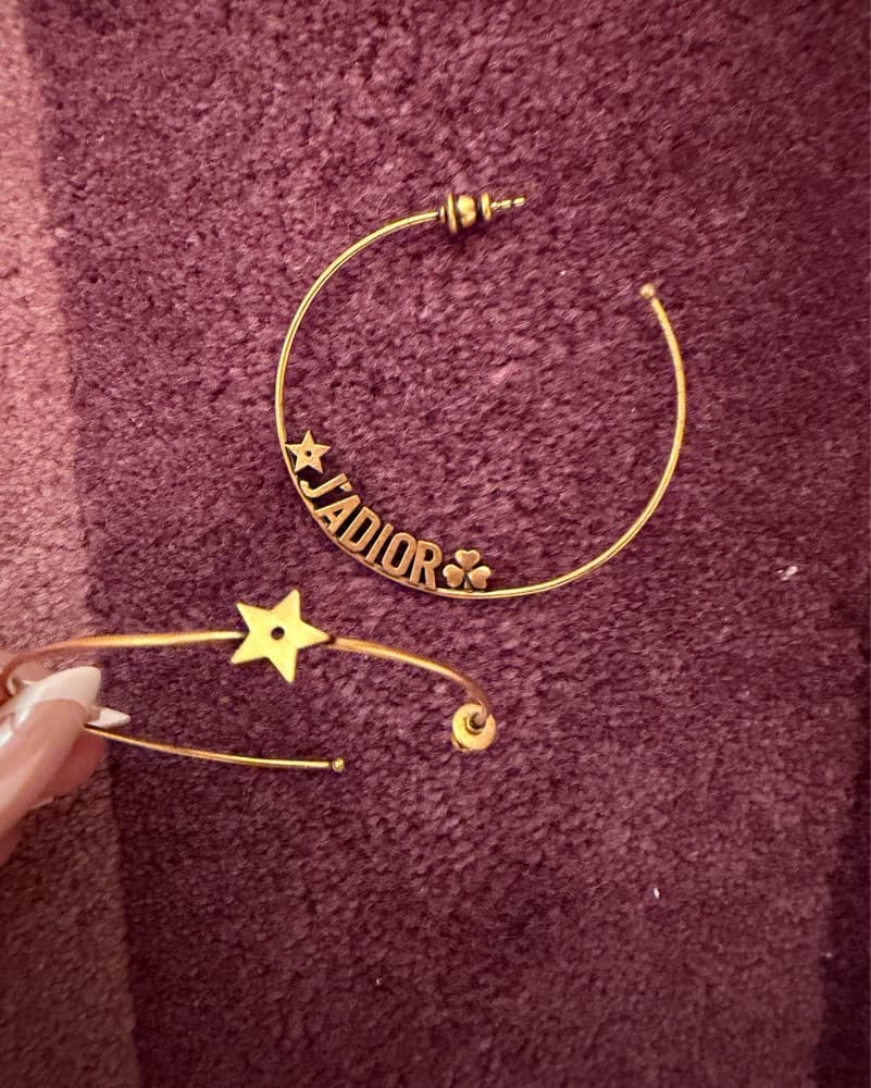 Gold Dior Hoop Earrings - Image 2