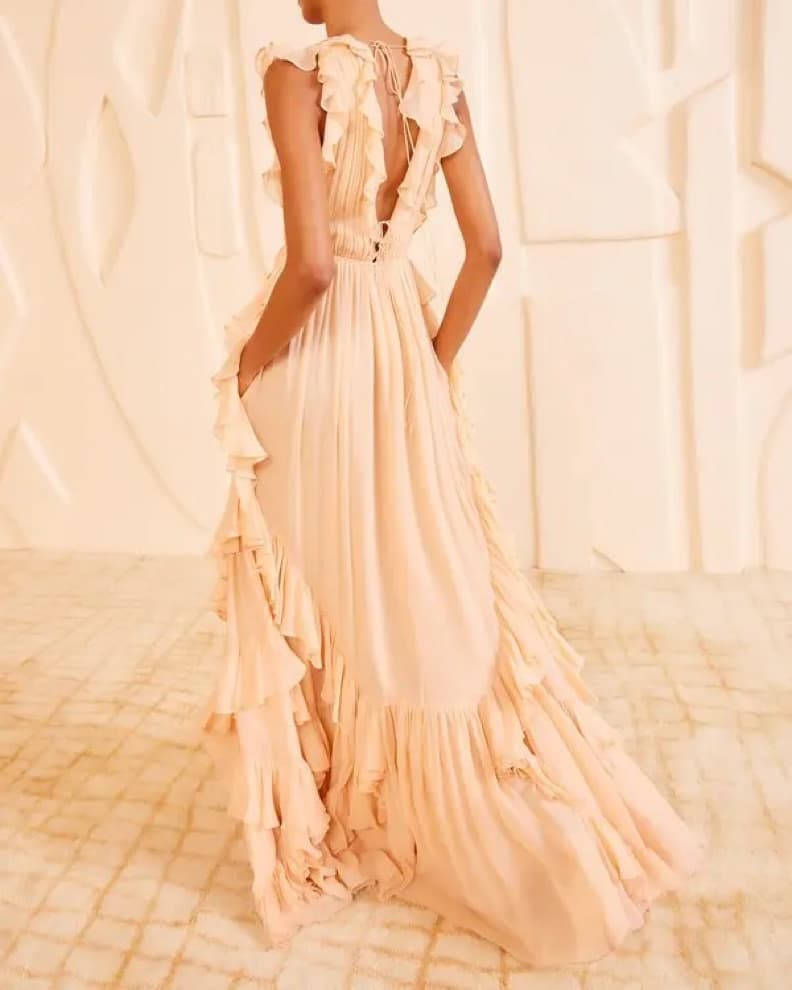 Ulla Johnson Peach Ruffle Gown - Image 2