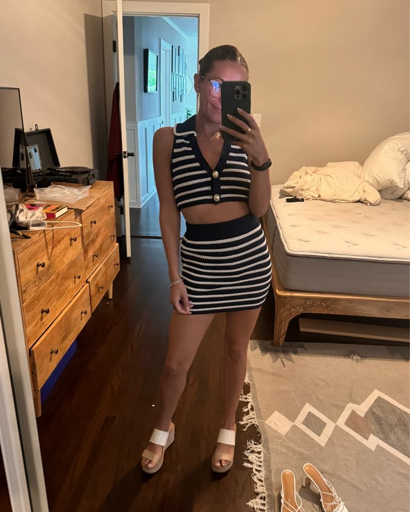Striped Crop Top and Mini Skirt Set - Image 5