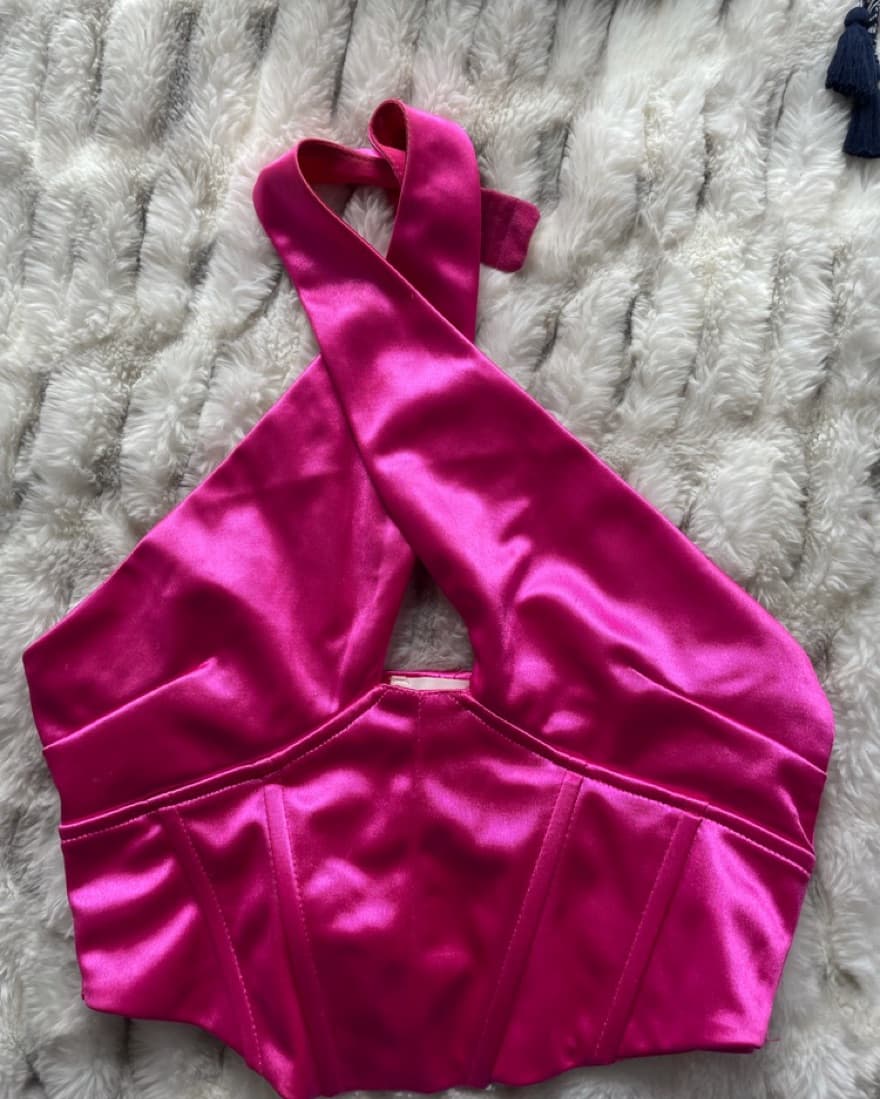 pink corset criss cross top - Image 1