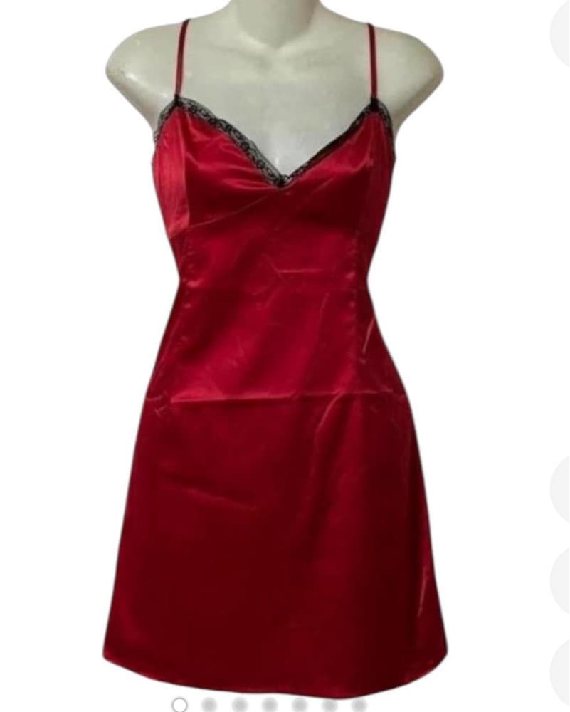 Red Satin Mini Princess Polly Dress - Image 1