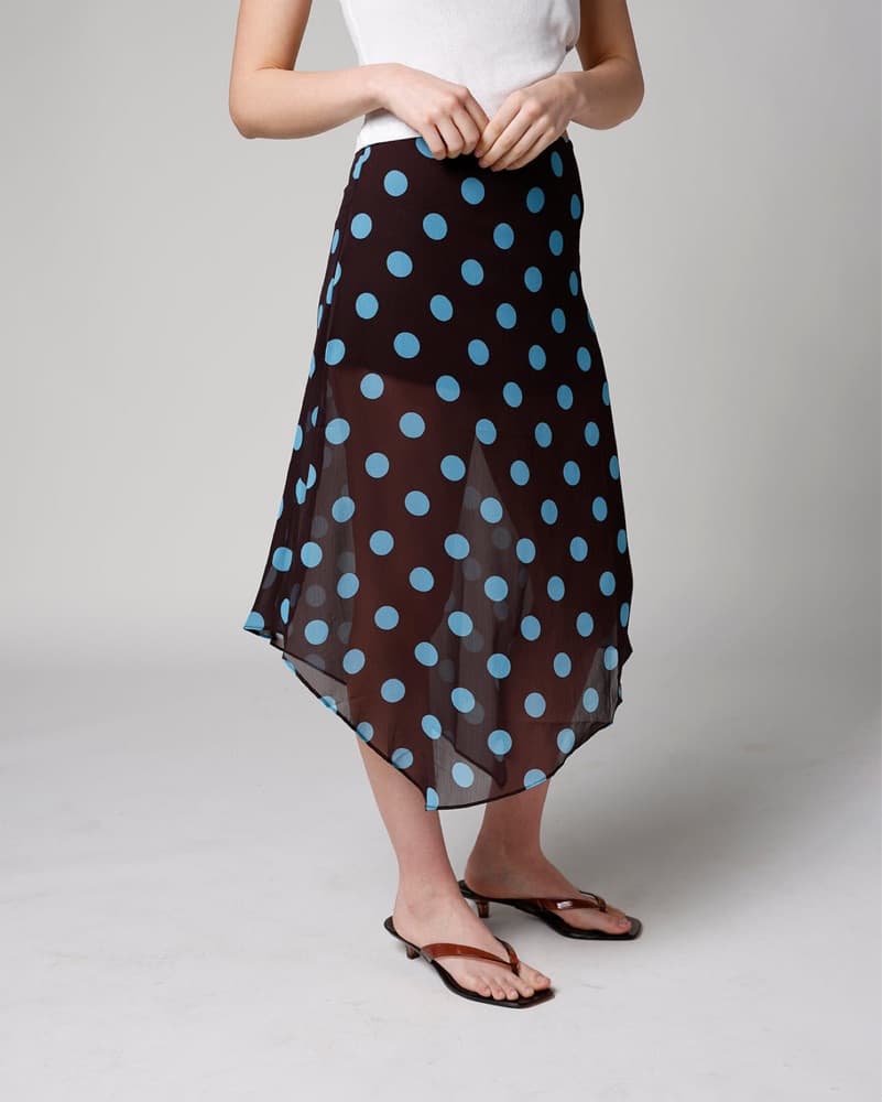 Polkadot Asymmetric Sheer Skirt - Image 2