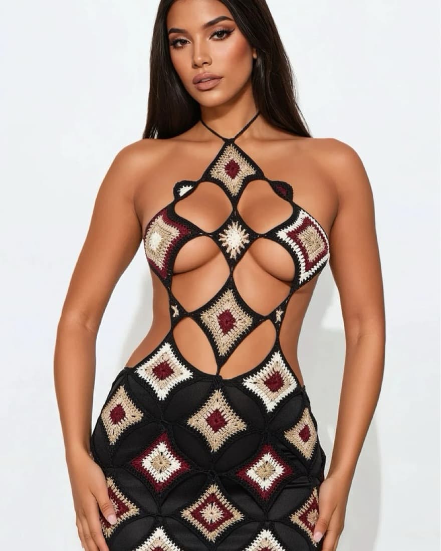 Striking Crochet Cutout Maxi Dress - Image 3