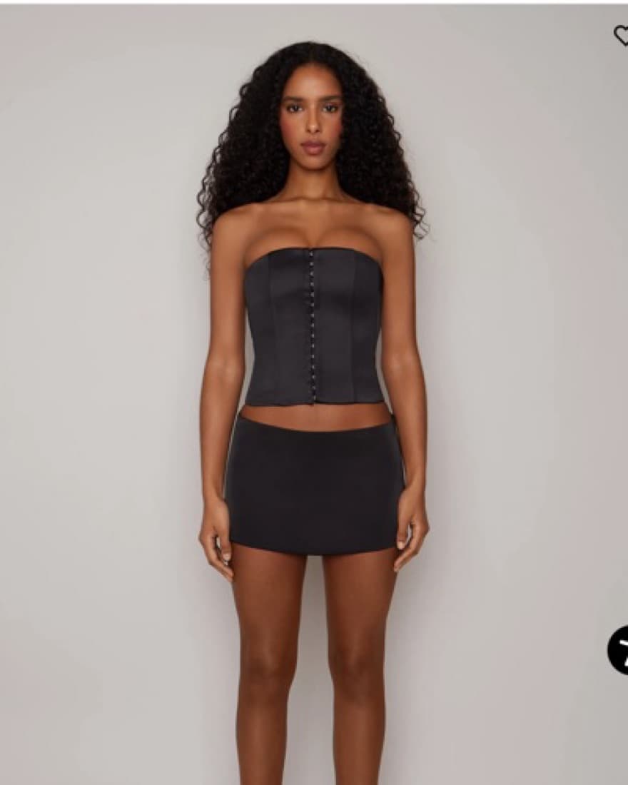 Danielle Guizio Black Satin Corset Top - Image 1