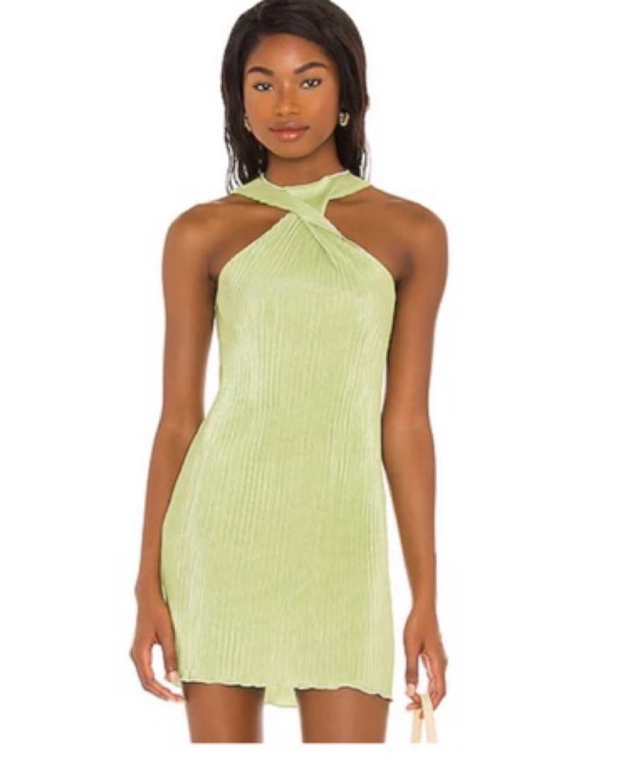 Green Cross Neck Mini Dress - Image 1