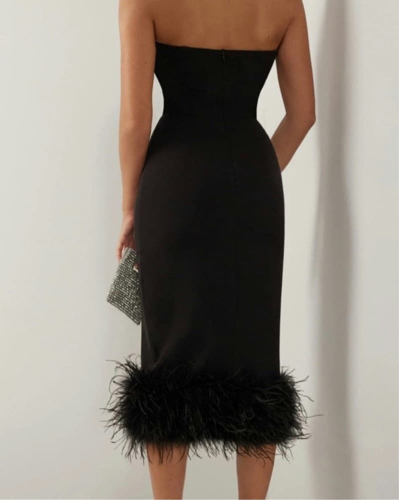 Heiress Plunge Dress With Feather - Image 2