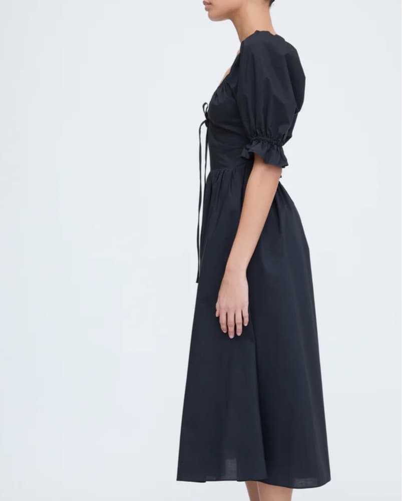 Hill House Black Puff Sleeve Midi Dress - Image 3