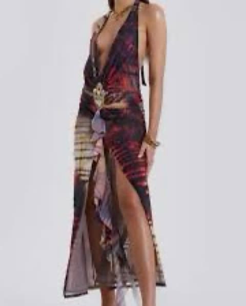 Jaded London Cindy Plunge Dress In Ruby - Image 5