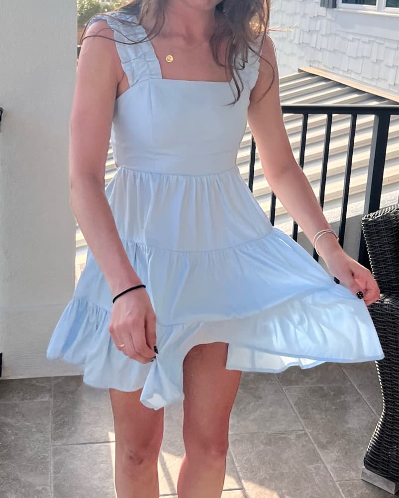 Coastal Ruffle Mini Dress With Bow - Image 4