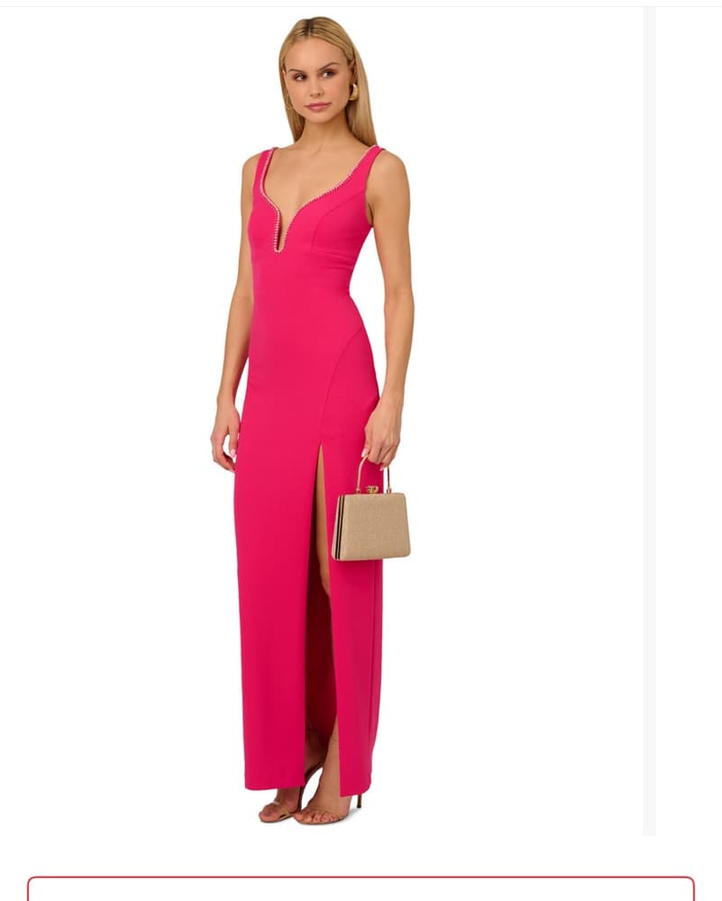 Hot Pink Gown with Sparkling Trim - Image 2