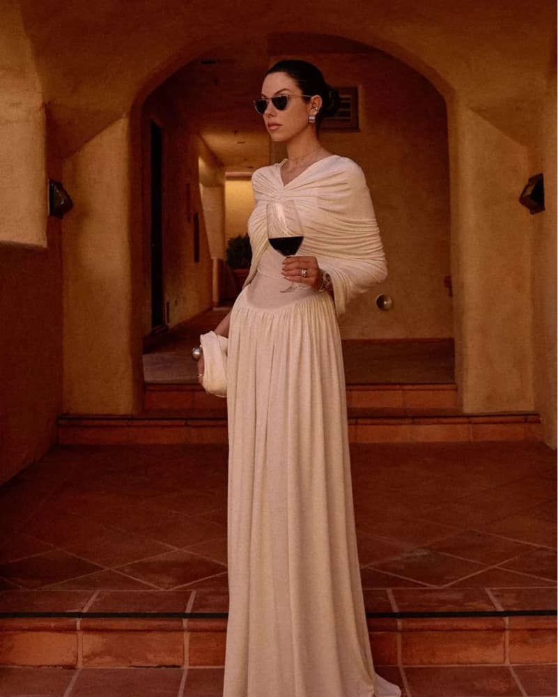 Elegant White Draped Gown - Image 1