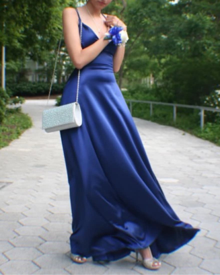 Satin Royal Blue Windsor Dress - Image 1