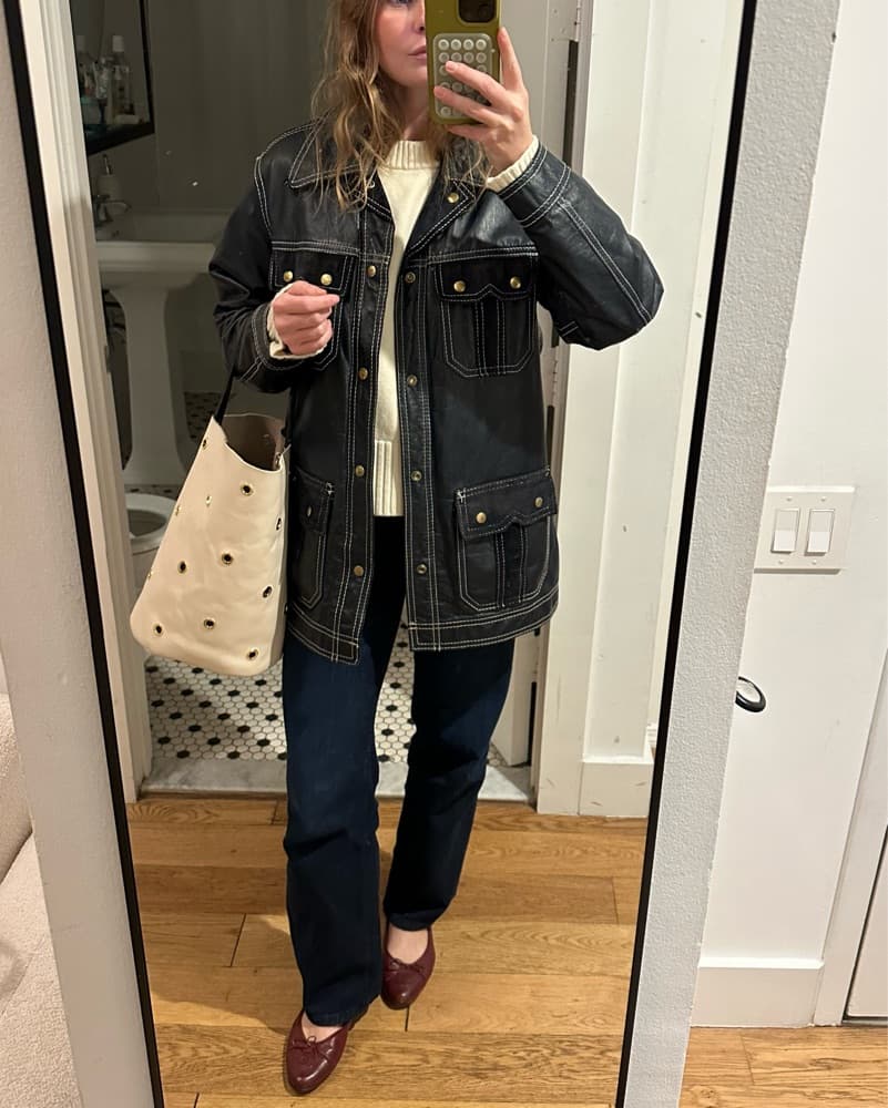 Vintage Navy Suede & Leather Jacket  - Image 1