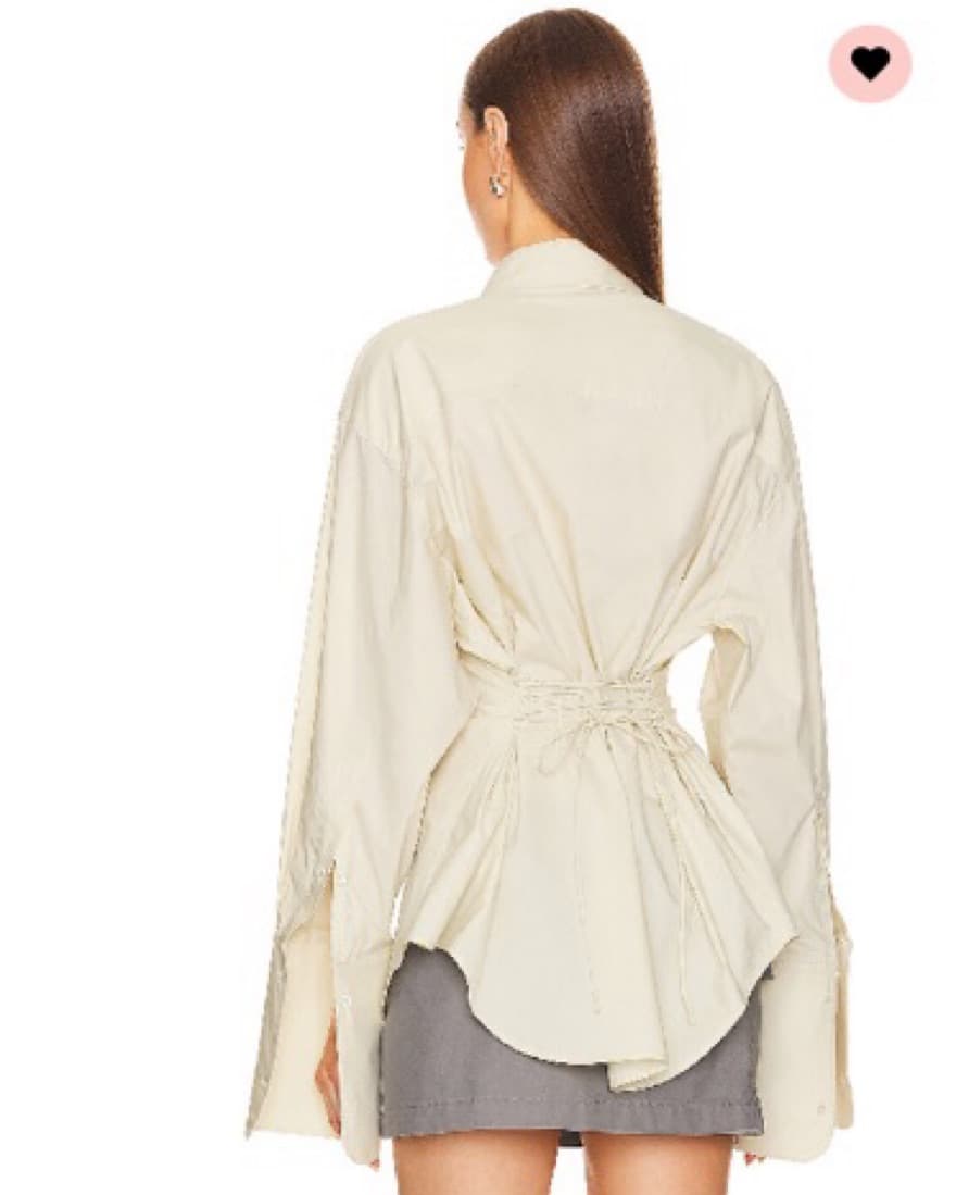 Helsa Poplin Lace Back Button Top  - Image 2