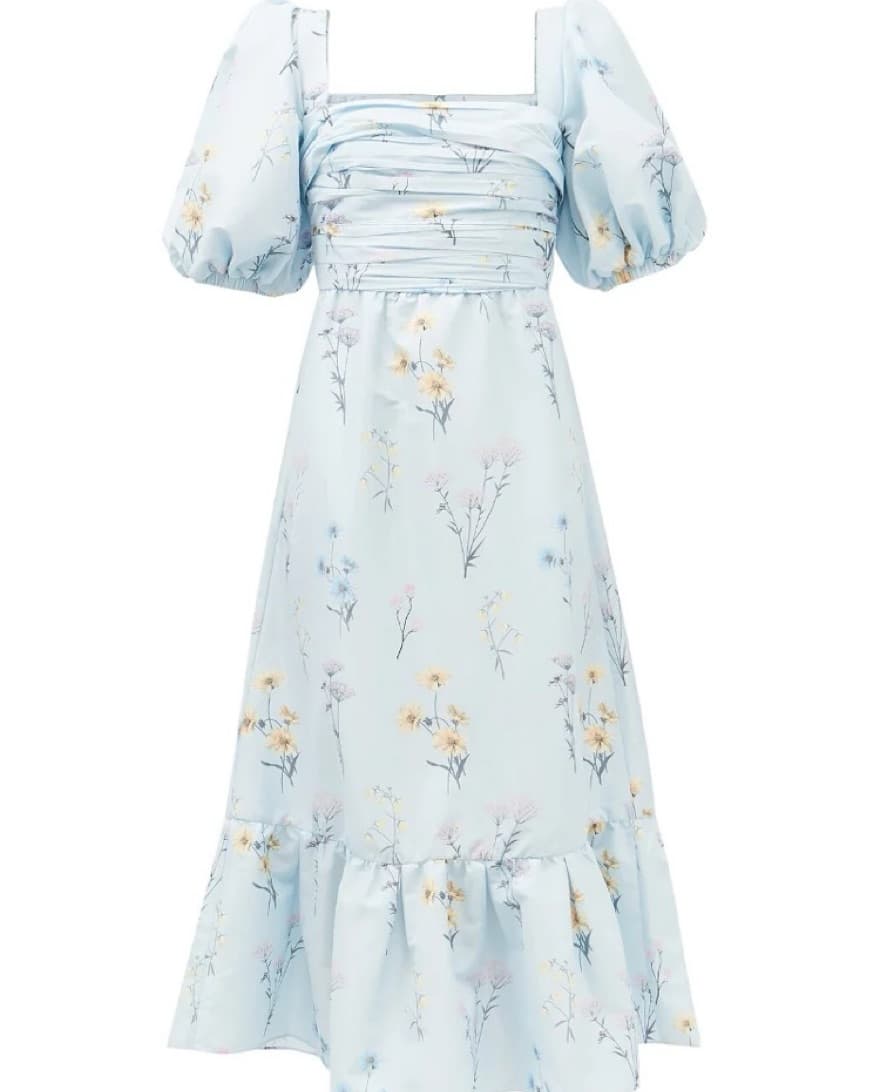 SELF-PORTRAIT Puff-sleeve taffeta dress - Image 1