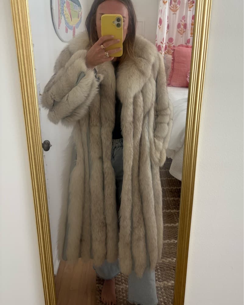 Genuine White Fox Fur Coat - Image 1