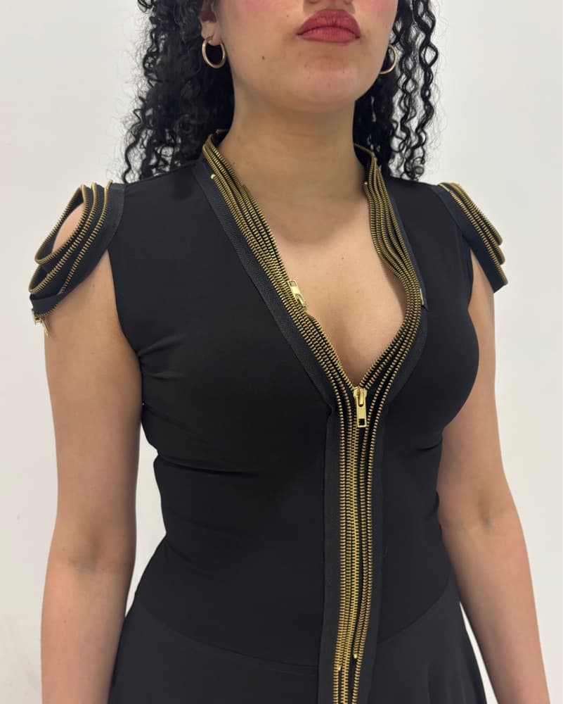 BLACK ZIPPER DRESS - Image 1