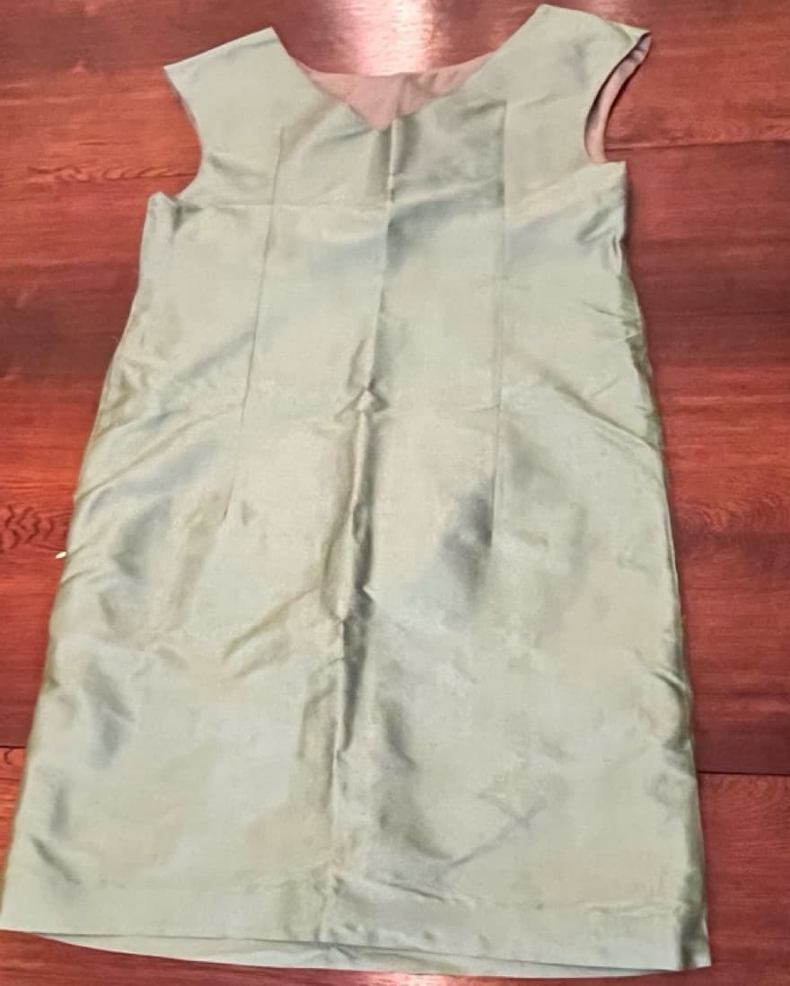 Custom Green Raw Silk Dress - Image 2