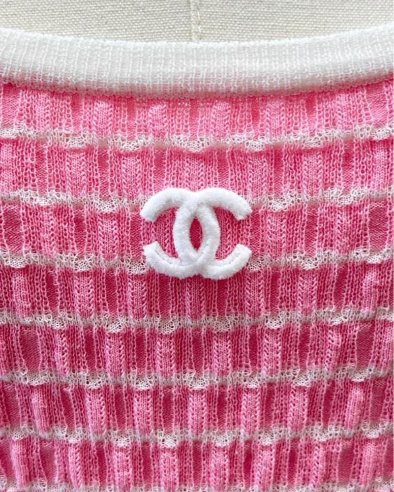 Chanel 2024 Pink Knit Mini Dress - Image 2