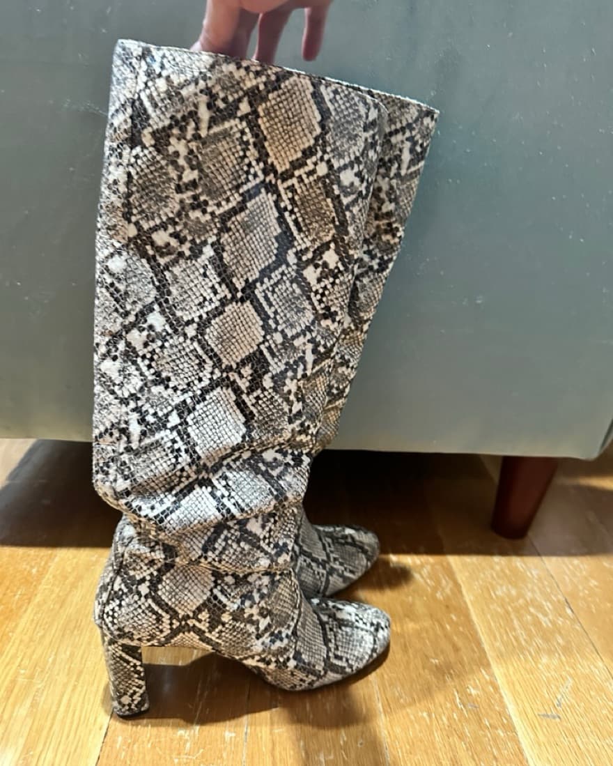 Faux Snake Skin Tall Heeled Boots, 7 - Image 1