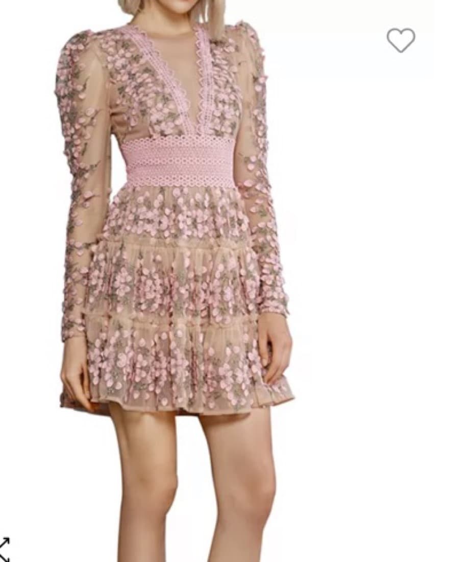 Pink Floral Short Formal Dress - Image 1