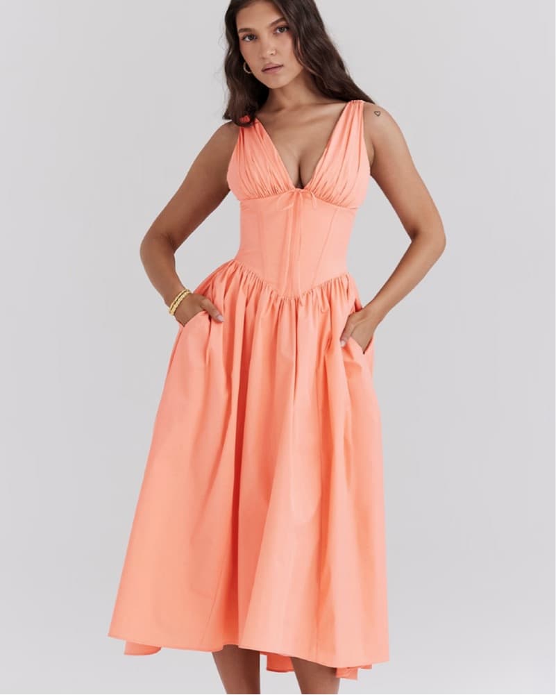 House Of Cb Emmelina Peach Milkmaid Drew - Image 1