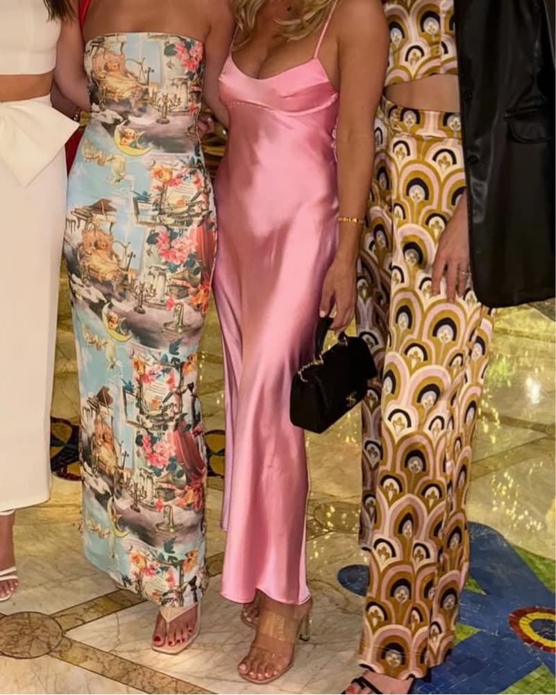 Glamorous Satin Gown with High Slit  - Image 2