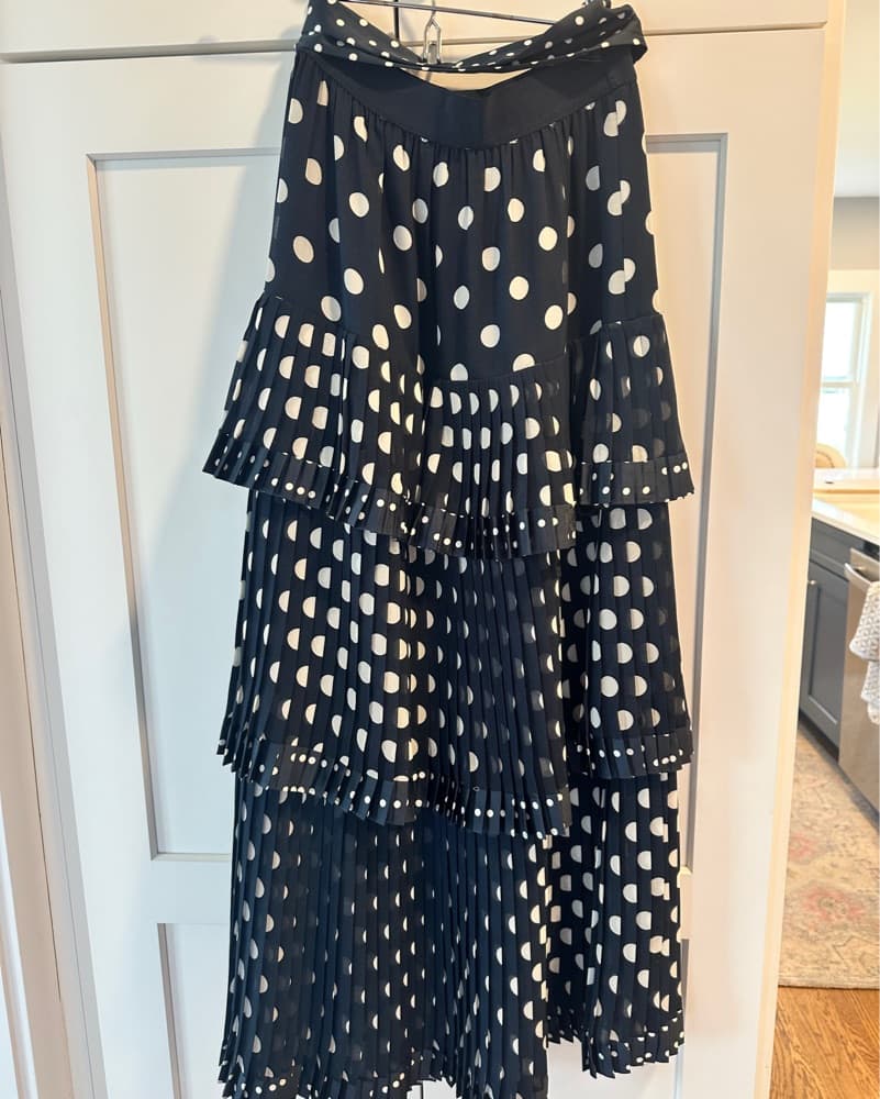 Charming Polka Dot Pleated Midi Skirt - Image 3