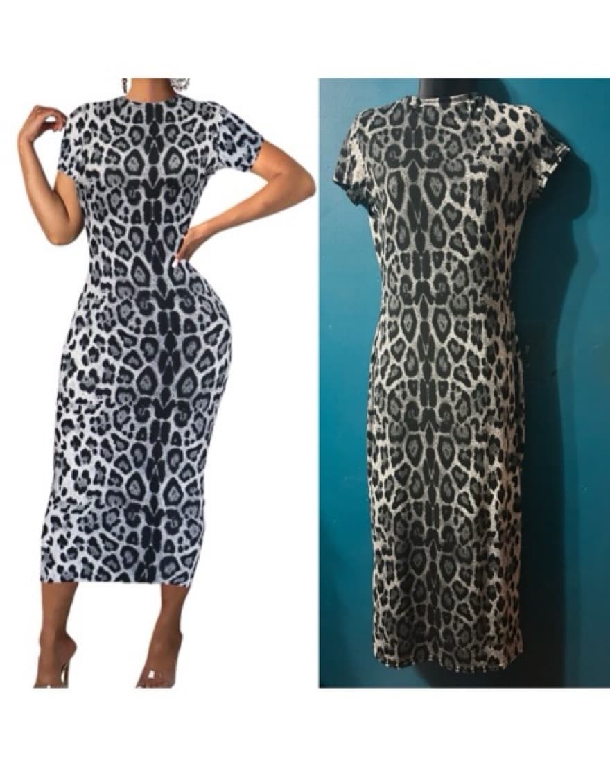  Leopard Print Midi Dress - Image 1
