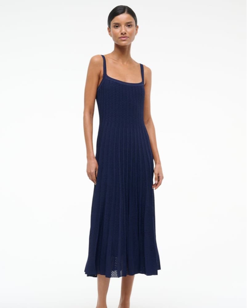 Staud Ellen Dress Navy XS - Image 1