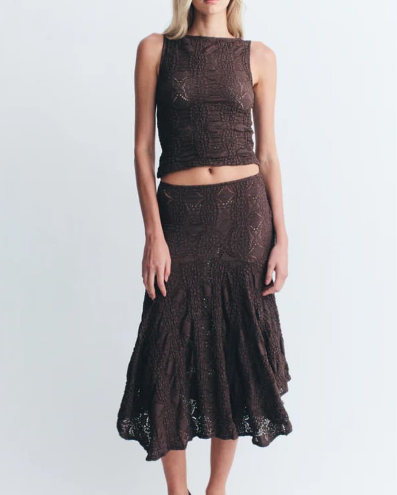 With Jean Brown Skirt Set - Image 2