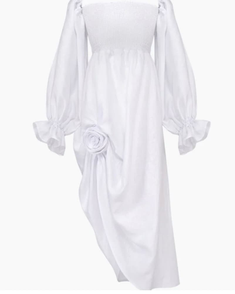 Atlanta linen Dress With rose - Image 1