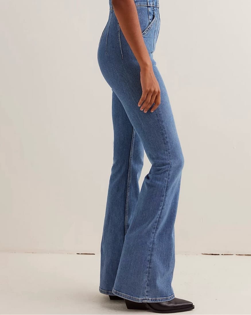 Free People Jayde Denim Flared Jumpsuit - Image 2