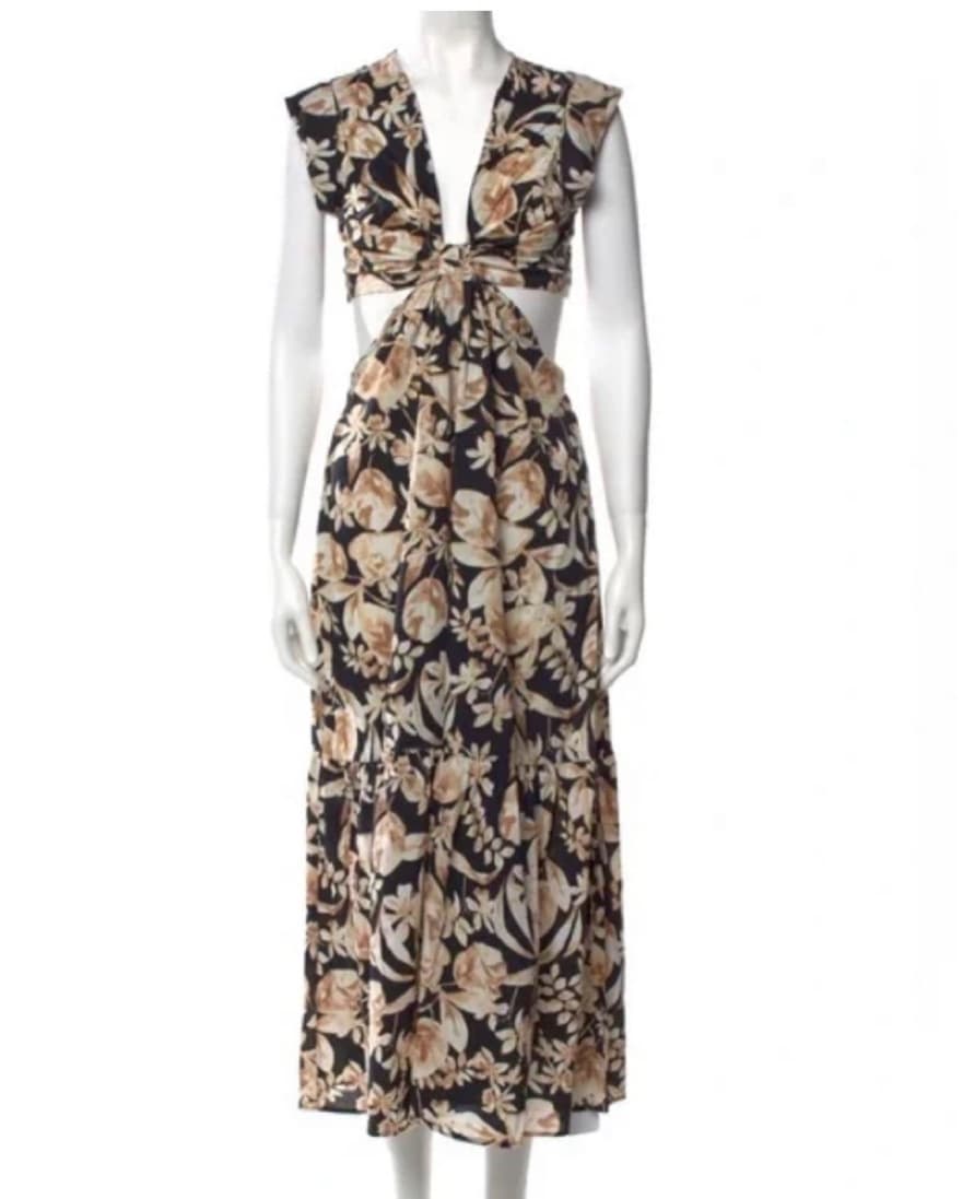 Jason Wu Black/Tan Floral Cut Out Maxi - Image 1