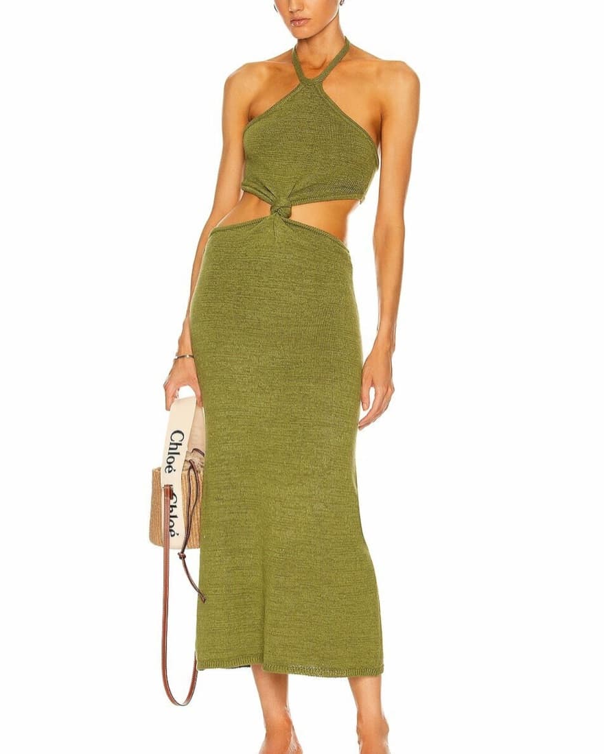 Cult Gaia Cameron Knit Dress (Olive) - Image 1