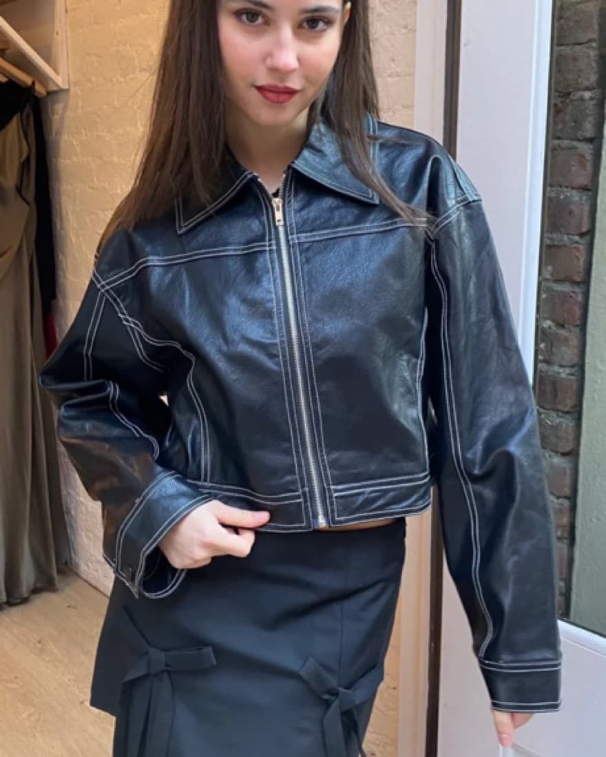 Isalis Faux Leather Black Jacket - Image 1