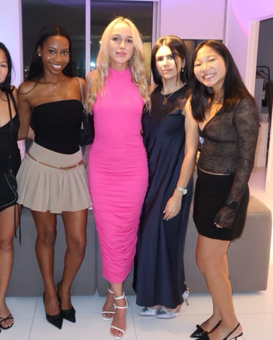 Mallory high Neck Dress In hot Pink - Image 2