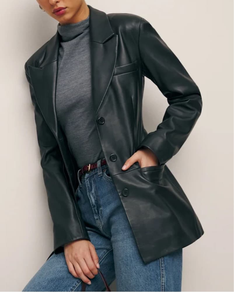 Reformation Black Leather Blazer - Image 1