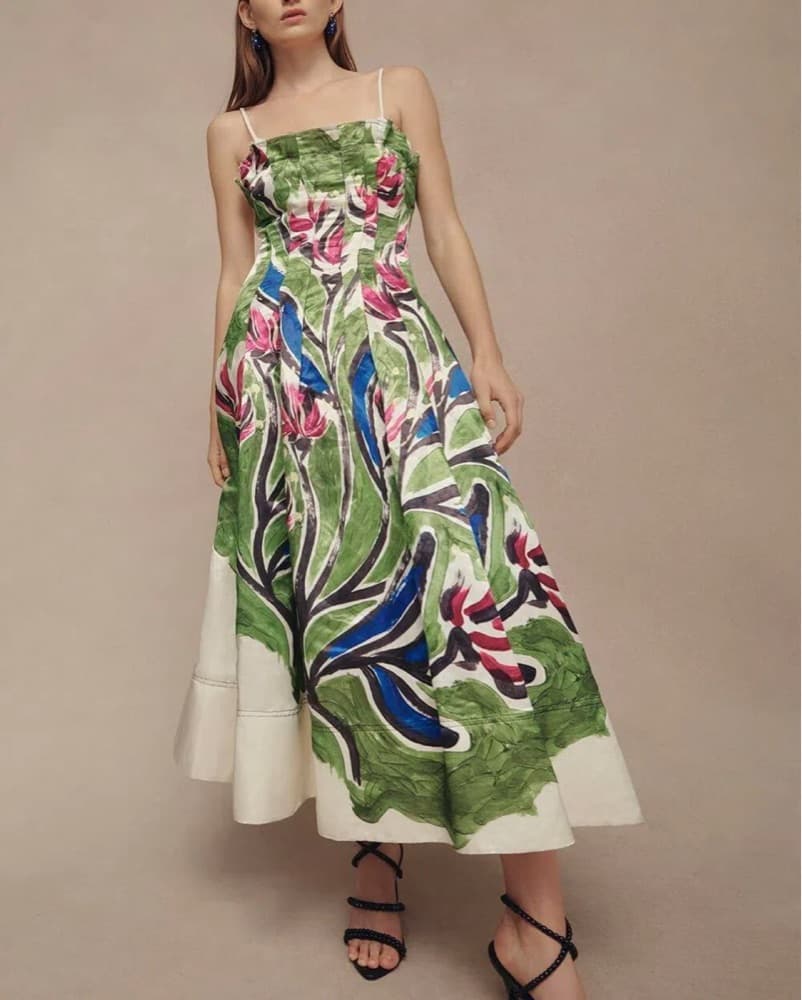 Aje Paradissio linen Midi Dress Floral  - Image 3