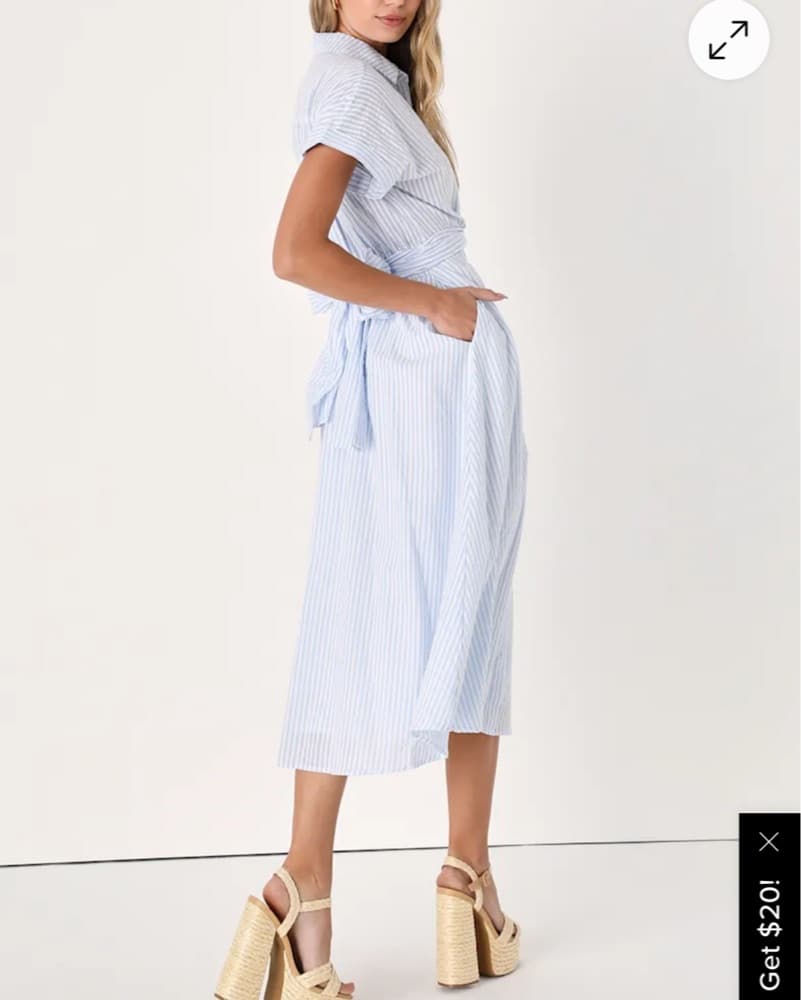Striped Midi Shirtdress - Image 2