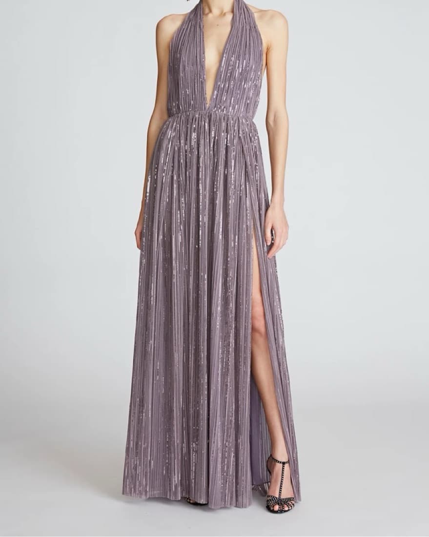 Halston Metallic Wedding Guest Gown - Image 2