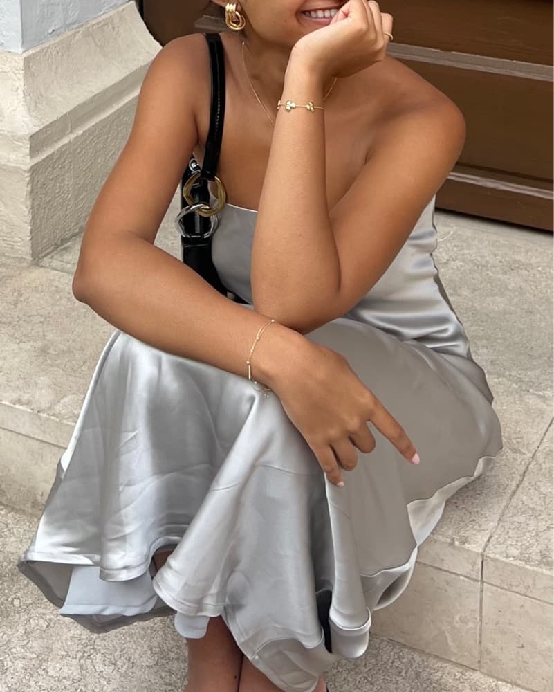 Reformation Silver Maxi Dress - Image 2