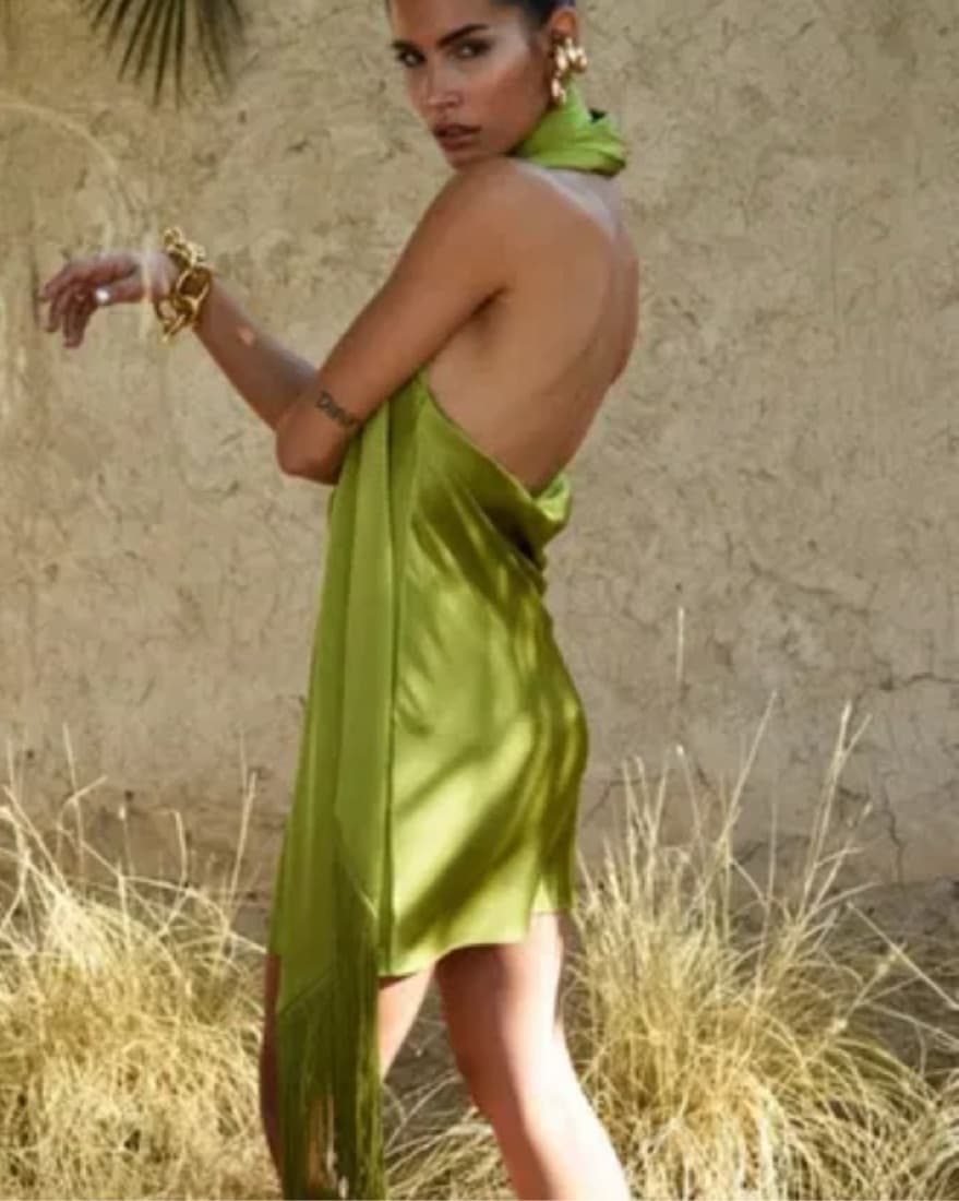 Rat & Boa Green Halter Mini Dress - Image 2