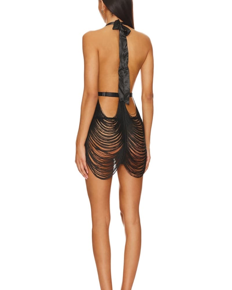 Thistle & Spire Fringe black Dress - Image 2