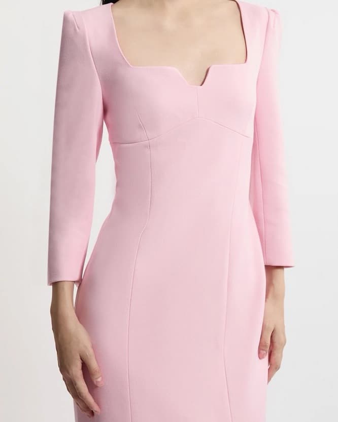 Pale Pink Midi Structured Crepe Dress  - Image 2