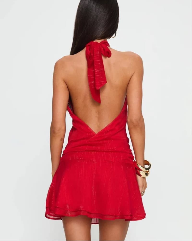 Maelis Backless Playsuit - Red - Image 3