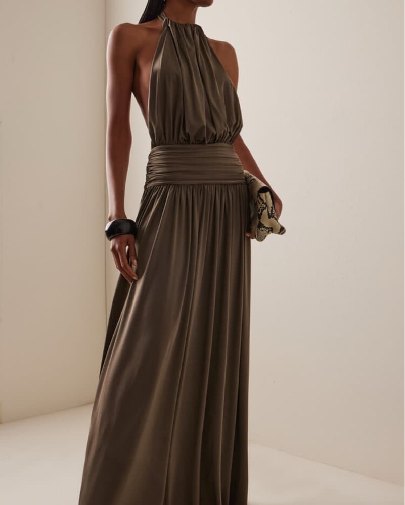 Arcina Ori Olive Halter Maxi Dress - Image 3