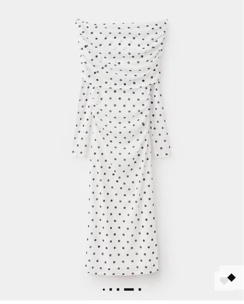 White Polka Dot Off The Shoulder Dress - Image 5