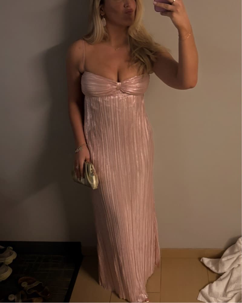 Mya Pleated Gown in Light Pink - Image 3