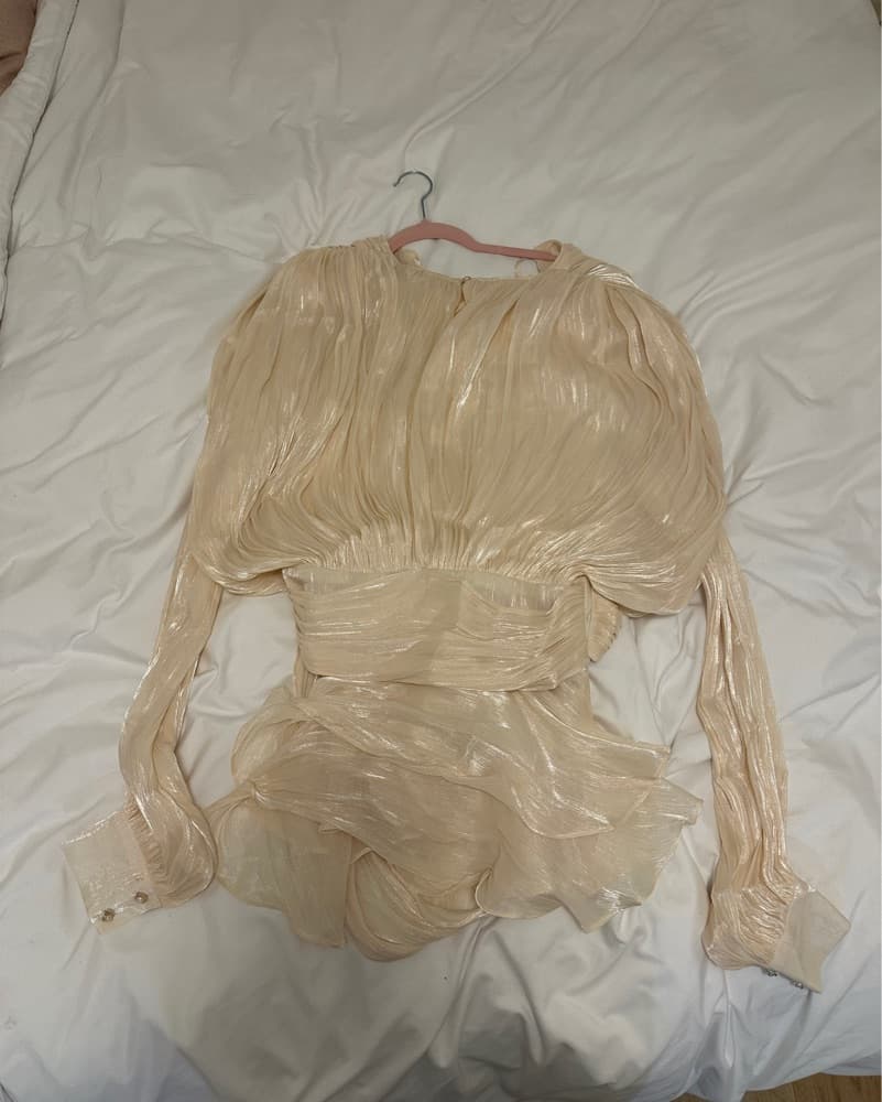 Shimmering Satin Ruffle Wrap Dress - Image 3